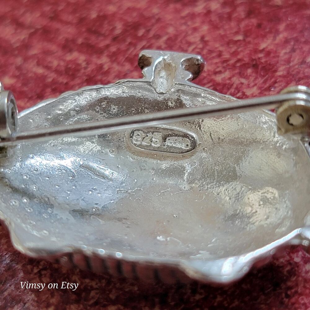 Sterling Silver Teapot Brooch Pin 925 Tea Lover Novelty Jewelry Vintage Style - Picture 9 of 10